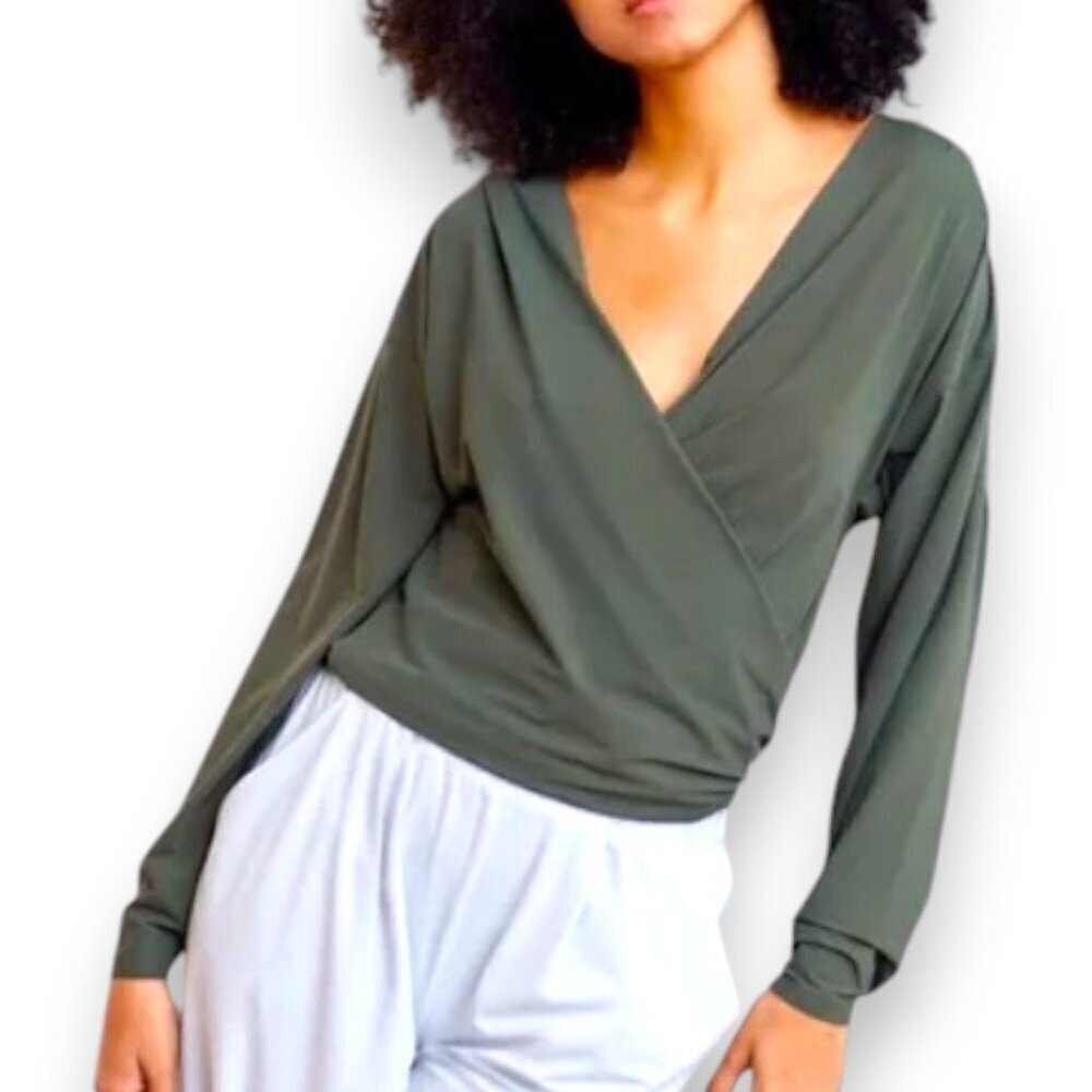 ADAY That's A Wrap Top Army Green Size Large EUC No Flaws